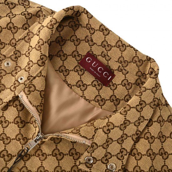 GUCCI グッチ GG総柄ジャカード スタンドカラー ジップアップジャケット ブルゾン ベージュ ブラウン メンズ