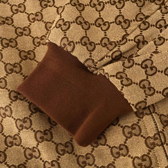 GUCCI グッチ GG総柄ジャカード スタンドカラー ジップアップジャケット ブルゾン ベージュ ブラウン メンズ
