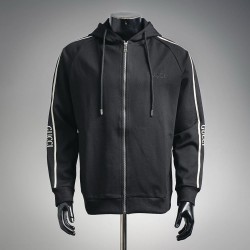 GUCCI グッチ 25FW サイドロゴテープ切替 ジップアップパーカー フーディー ブラック 男女兼用