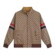 GUCCI グッチ GG総柄 モノグラム ウェブストライプ切替 スタンドカラー ジップアップジャケット ブルゾン カーキ 男女兼用