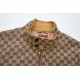 GUCCI グッチ GG総柄 モノグラム ウェブストライプ切替 スタンドカラー ジップアップジャケット ブルゾン カーキ 男女兼用