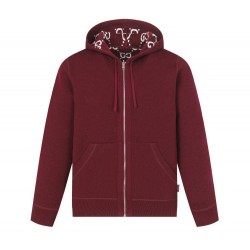GUCCI グッチ GG総柄 リバーシブル カシミヤウール ニットジップアップパーカー フーディー レッド 男女兼用