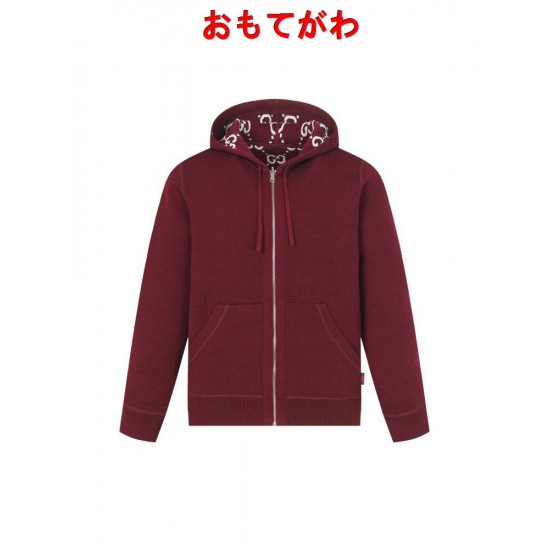 GUCCI グッチ GG総柄 リバーシブル カシミヤウール ニットジップアップパーカー フーディー レッド 男女兼用