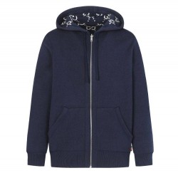 GUCCI グッチ GG総柄 リバーシブル カシミヤウール ニットジップアップパーカー フーディー 藏青色 ネイビー 男女兼用