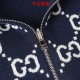 GUCCI グッチ GG総柄 リバーシブル カシミヤウール ニットジップアップパーカー フーディー 藏青色 ネイビー 男女兼用