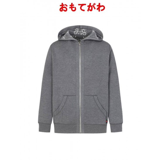 GUCCI グッチ GG総柄 リバーシブル カシミヤウール ニットジップアップパーカー フーディー 藏青色/グレー 男女兼用