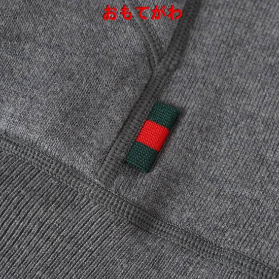 GUCCI グッチ GG総柄 リバーシブル カシミヤウール ニットジップアップパーカー フーディー 藏青色/グレー 男女兼用