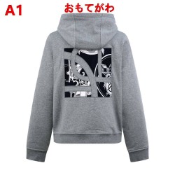 HERMÈS エルメス AA683-B75 バック馬術モチーフ パッチワーク 刺しゅう ジップアップパーカー フーディー 2色展開 男女兼用