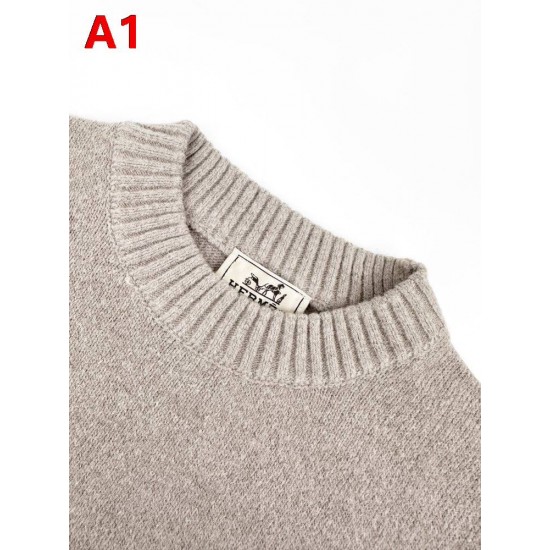 HERMÈS エルメス AA691-B35 船錨ロープ Hシェイプ 刺しゅう クルーネック ニットセーター カシミヤウール 2色展開 男女兼用